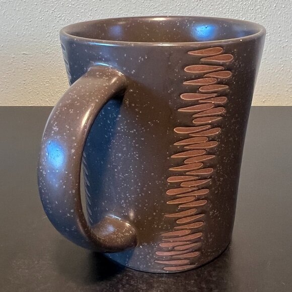 Vintage Pfaltzgraff MATIKA SHALE Incised Stoneware Mug in Brown w/Speckles - Picture 2 of 11